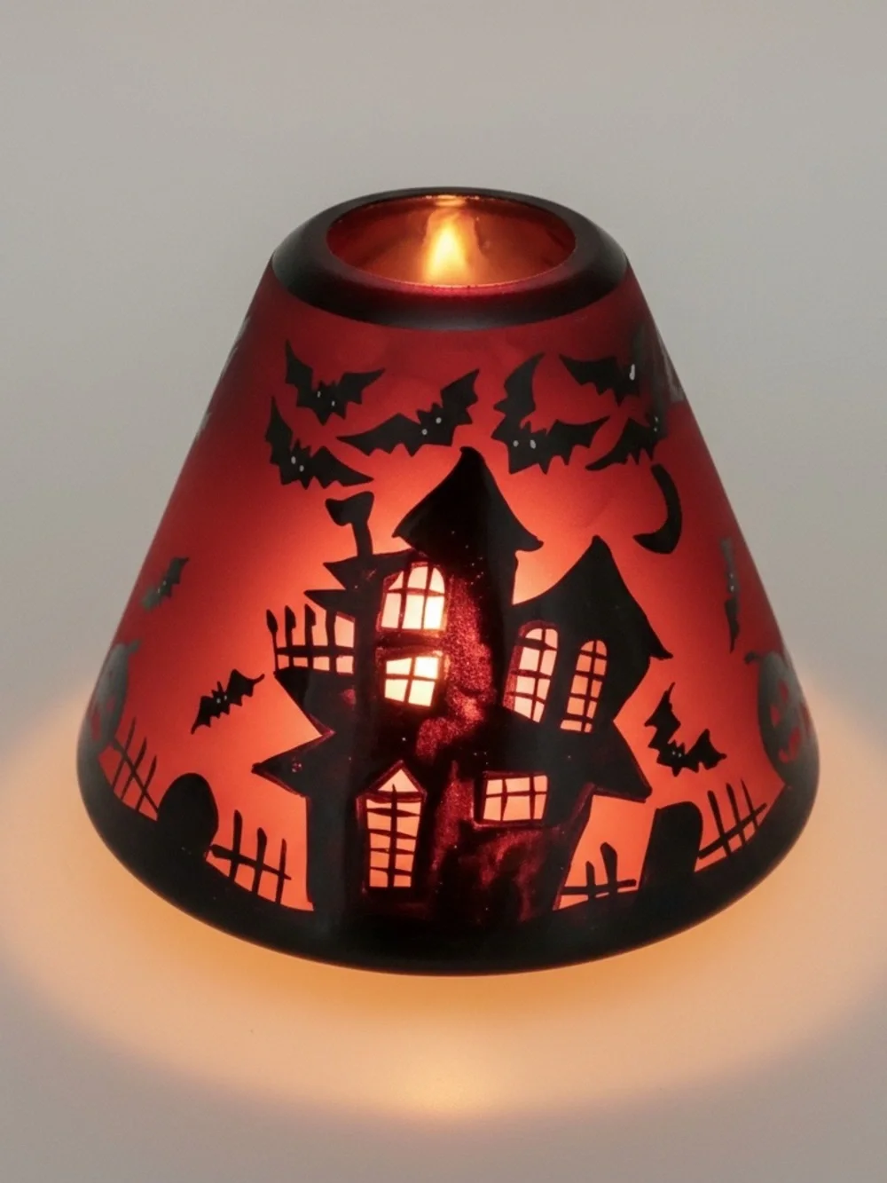 Yankee Candle HALLOWEEN SHADE Haunted House Pumpkin Bats RETIRED Orange Black